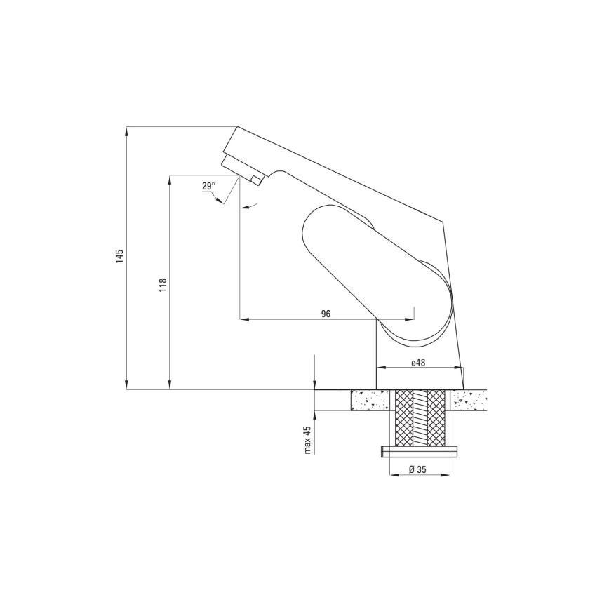 Deante - Lavabo suspendu JASMIN 45,7x36,4 + mitigeur pour lavabo LEMON