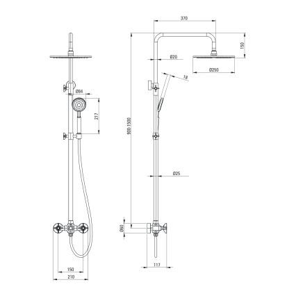 Deante NAC_N4QT - Set doccia con miscelatore TEMISTO nero