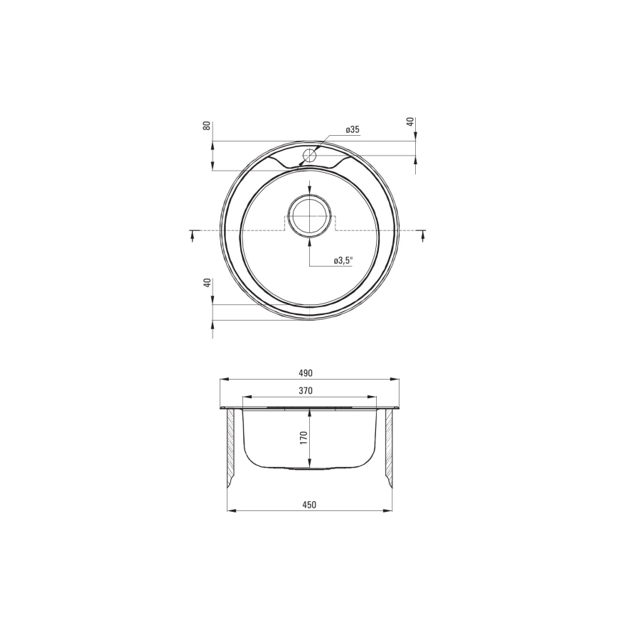 Deante ZHC_0813 - Lavello della cucina TWIST diametro 49 cm raso