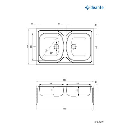 Deante ZM5_0200 - Lavello della cucina TANGO 50x80 cm raso