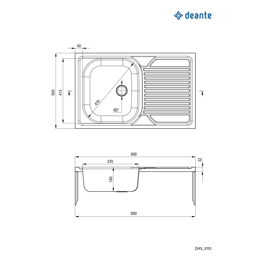 Deante ZM5_3110 - Lavello della cucina TANGO 50x80 cm decor