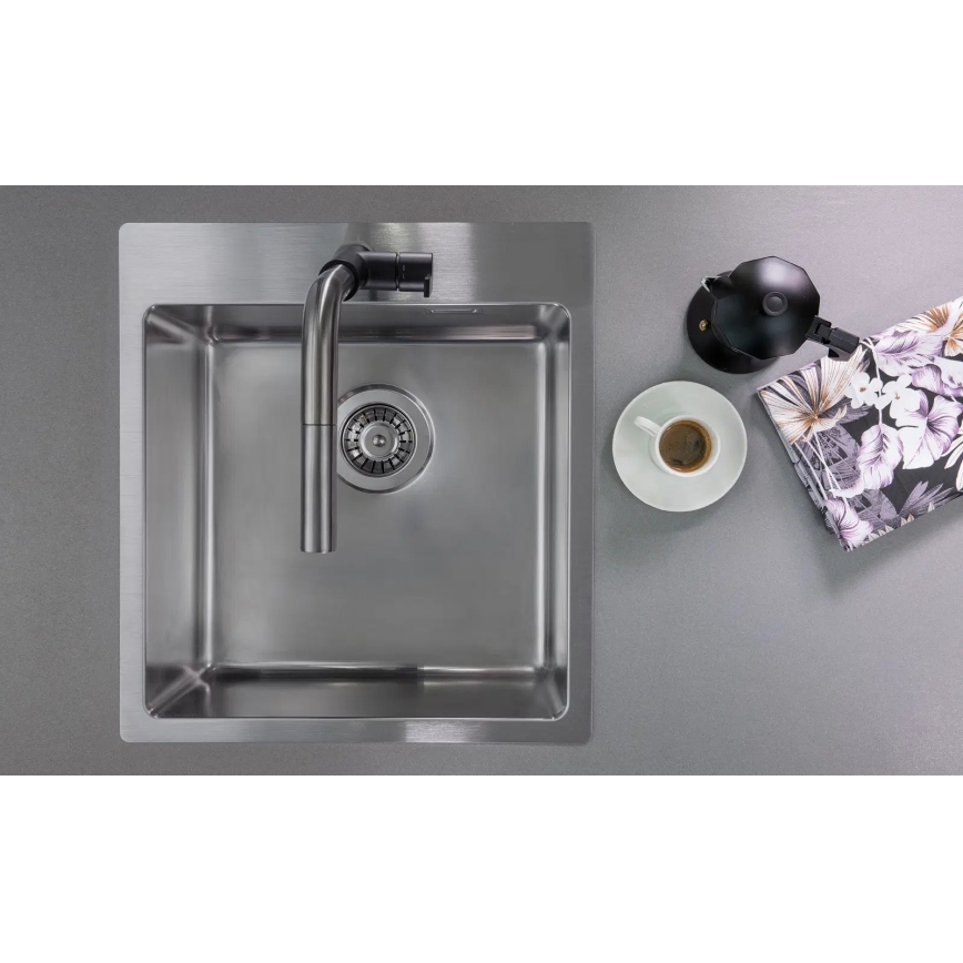Deante ZPO_010A - Lavello della cucina OLFATO 50,5x45 cm pettinato acciaio