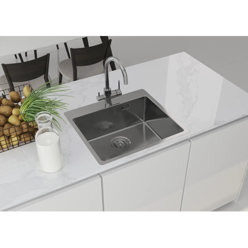 Deante ZPO_010B - Lavello della cucina OLFATO 50,5x55 cm pettinato acciaio