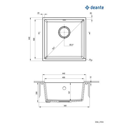 Deante ZQA_N10A - Küchenspüle CORDA 44x44 cm Granit/schwarz