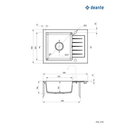Deante ZQZ_511A - Lavello da cucina ZORBA 58x44 cm granito/beige