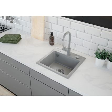 Deante ZQZ_S103 - Évier de cuisine ZORBA 44x44 cm granit/gris métallisé