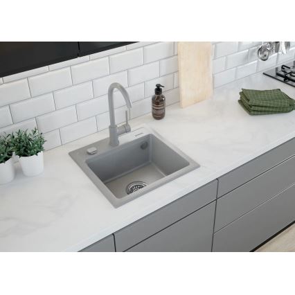 Deante ZQZ_S103 - Küchenspüle ZORBA 44x44 cm Granit/metallisch grau