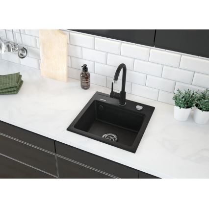 Deante ZQZ_T103 - Küchenspüle ZORBA 44x44 cm Granit/Anthrazit