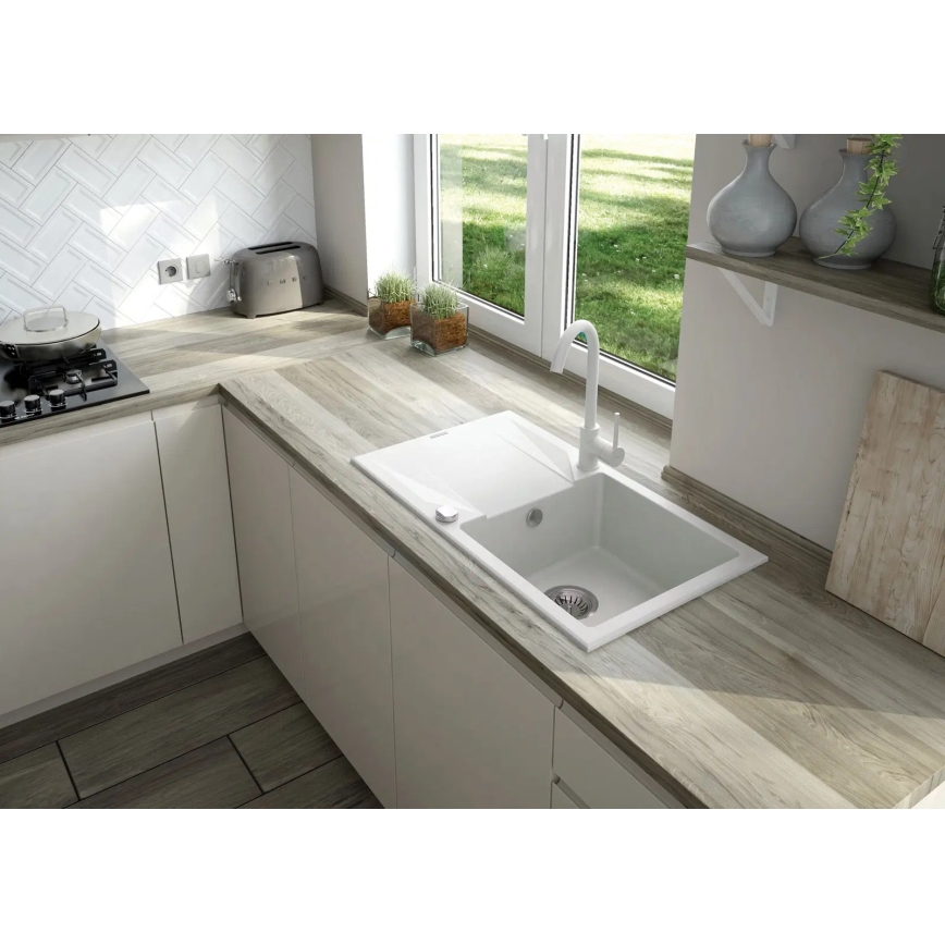 Deante ZQZVA113 - Lavello della cucina ZORBA 76x44 cm + rubinetto del lavello granito/alabastro