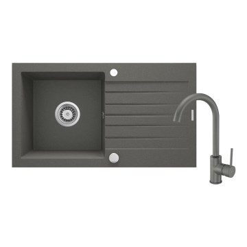 Deante ZQZVT113 - Lavello della cucina ZORBA 76x44 cm + sink tap granito/metallico antracite