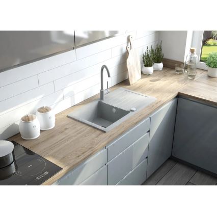 Deante ZQZVT113 - Lavello della cucina ZORBA 76x44 cm + sink tap granito/metallico antracite