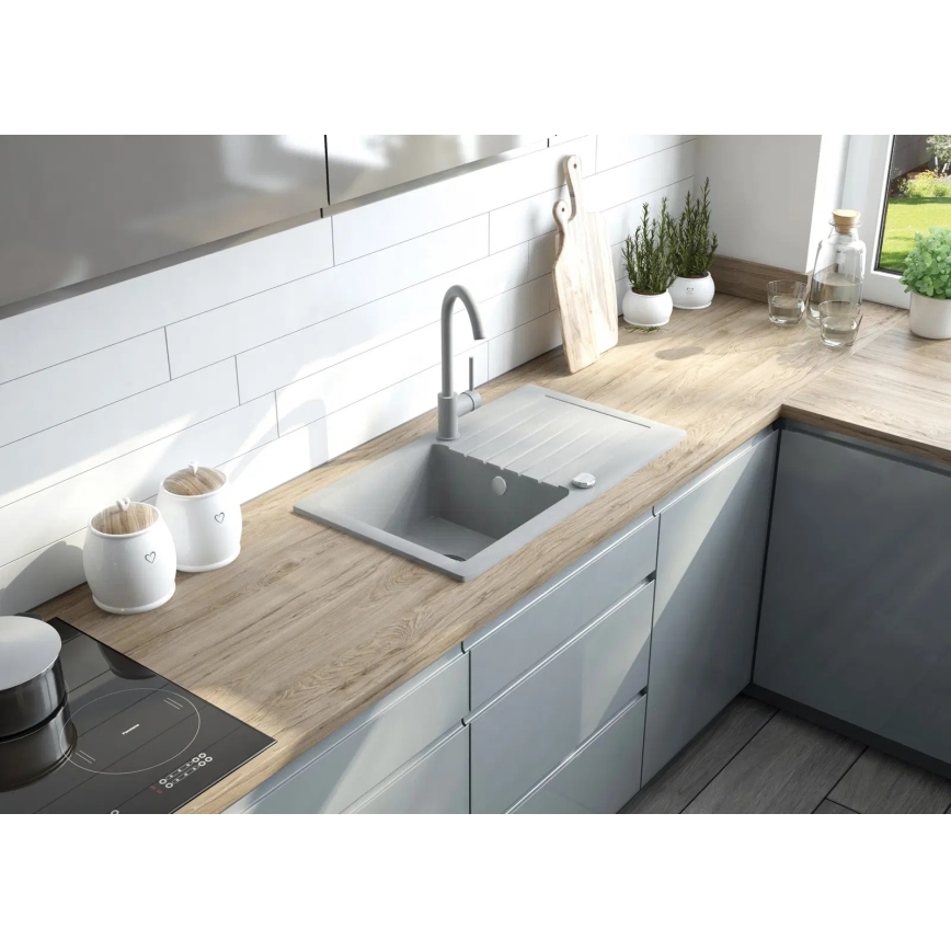 Deante ZQZVT113 - Lavello della cucina ZORBA 76x44 cm + sink tap granito/metallico antracite