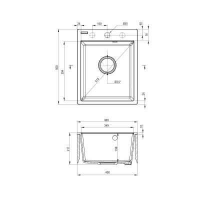 Deante ZRC_S103 - Lavello da cucina CORIO 50x40 cm in granito/grigio metallico