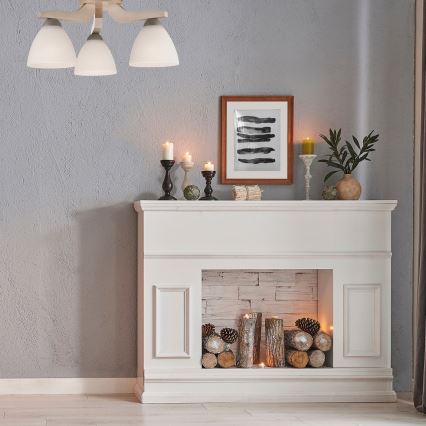 Deckenleuchte ADRIANO 3xE27/60W/230V Buche