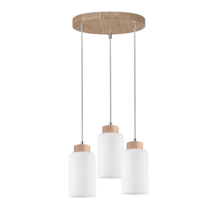 Deckenleuchte an Seil BOSCO 3xE27/60W/230V Eiche