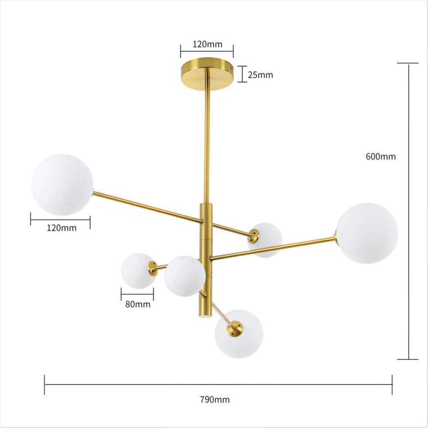Deckenleuchte an Stange DORADO 6xG9/40W/230V goldfarben