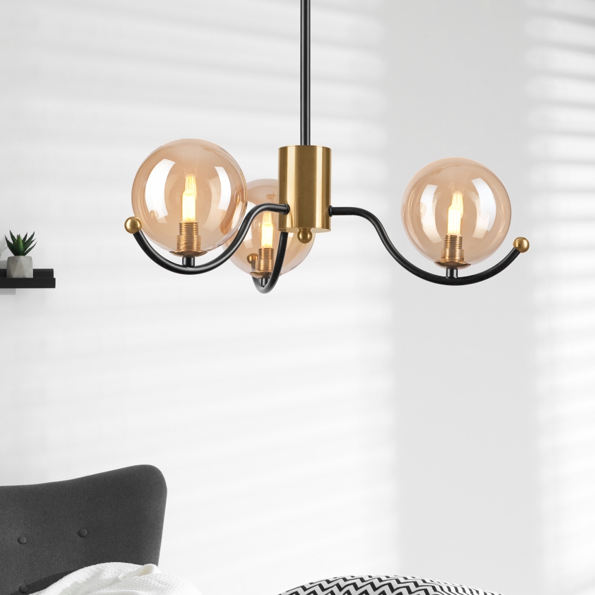 Deckenleuchte an Stange GEORGIA 3xG9/5W/230V gold/rauchbeige