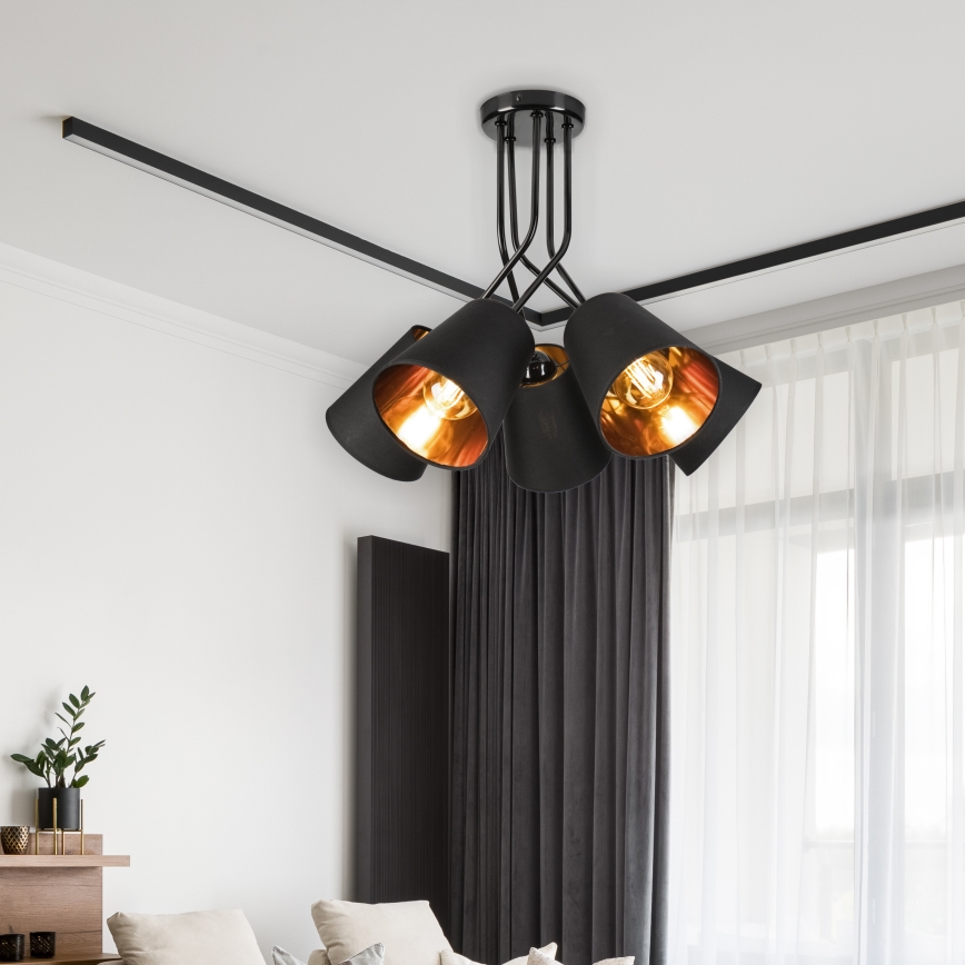 Deckenleuchte an Stange IRMA 5xE27/60W/230V schwarz