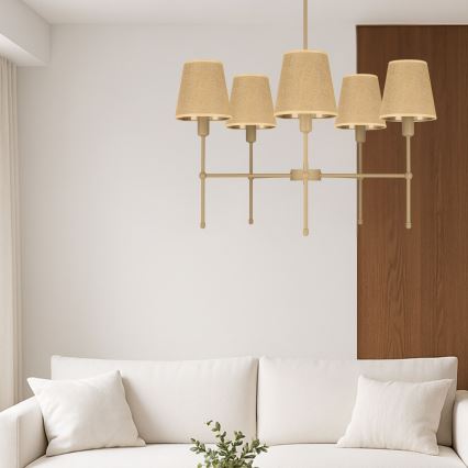 Deckenleuchte an Stange MADELA 5xE14/40W/230V Jute/Beige