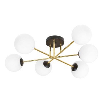 Deckenleuchte an Stange MAGNUM 6xE14/10W/230V weiß/golden/schwarz