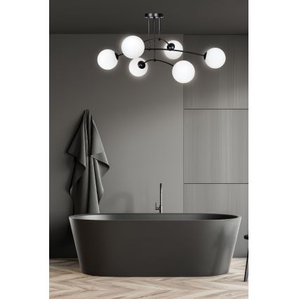 Deckenleuchte an Stange PREGOS 6xE14/10W/230V schwarz/weiß