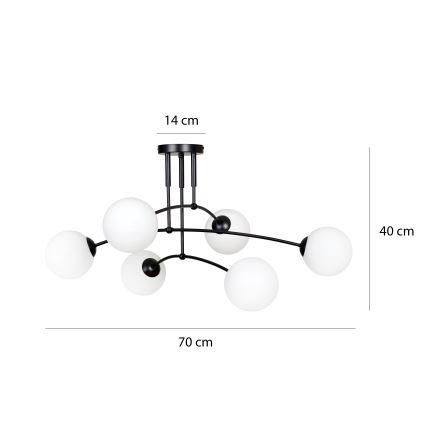 Deckenleuchte an Stange PREGOS 6xE14/10W/230V schwarz/weiß