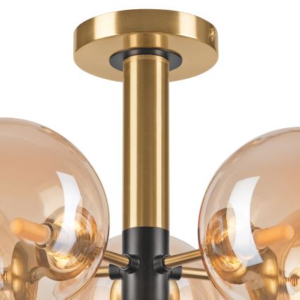 Deckenleuchte an Stange ROLLO 5xG9/5W/230V golden/rauchig beige