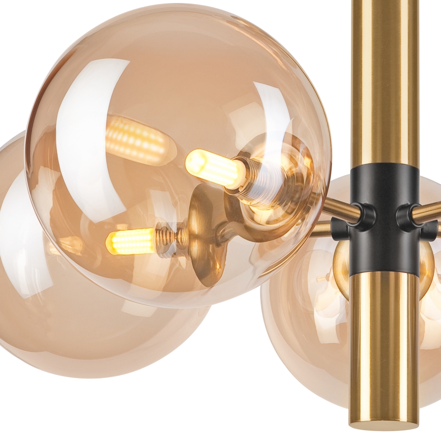 Deckenleuchte an Stange ROLLO 5xG9/5W/230V golden/rauchig beige