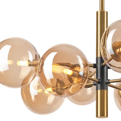 Deckenleuchte an Stange ROLLO 8xG9/5W/230V golden/rauchig beige