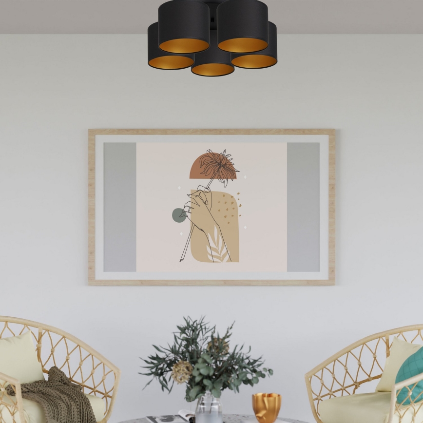 Deckenleuchte ARDEN Aufsatz 5xE27/60W/230V Schwarz/Gold