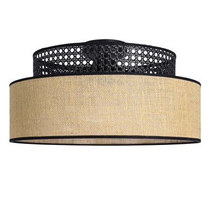Deckenleuchte BOHO 1xE27/60W/230V schwarz/Rattan