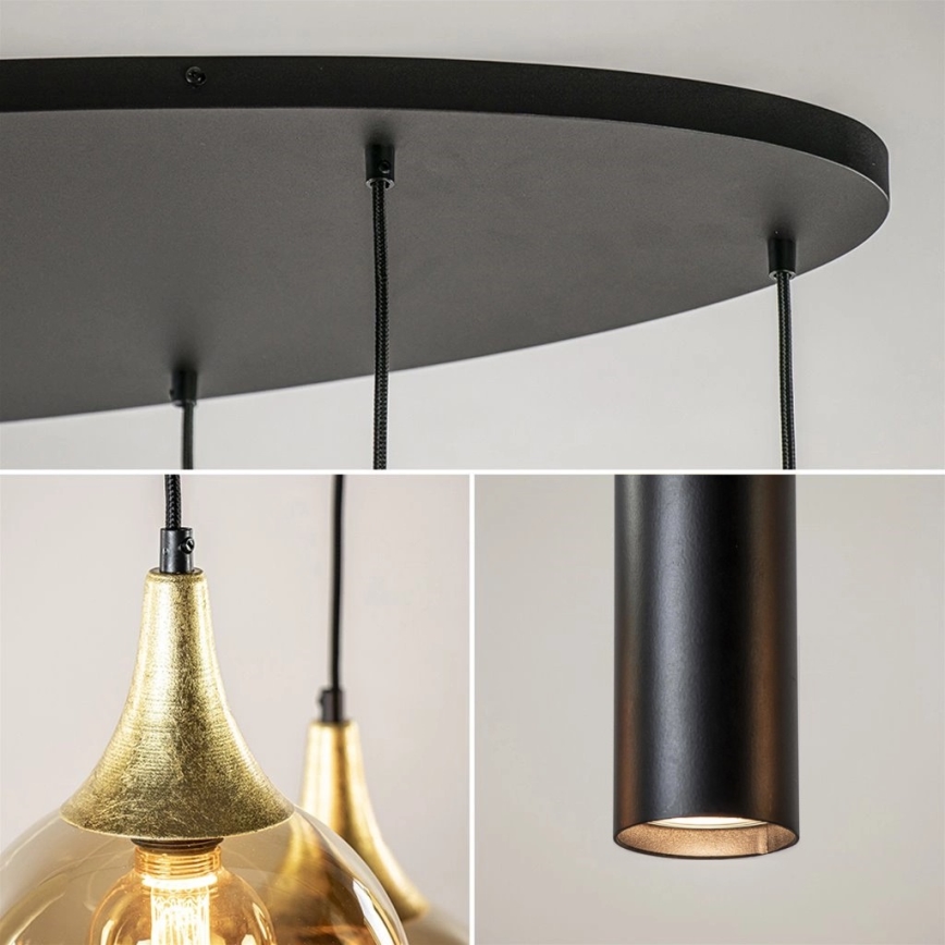 Deckenleuchte an Kabel CALYPSO 3xGU10/60W/230V + 5xE27/60W schwarz/gold