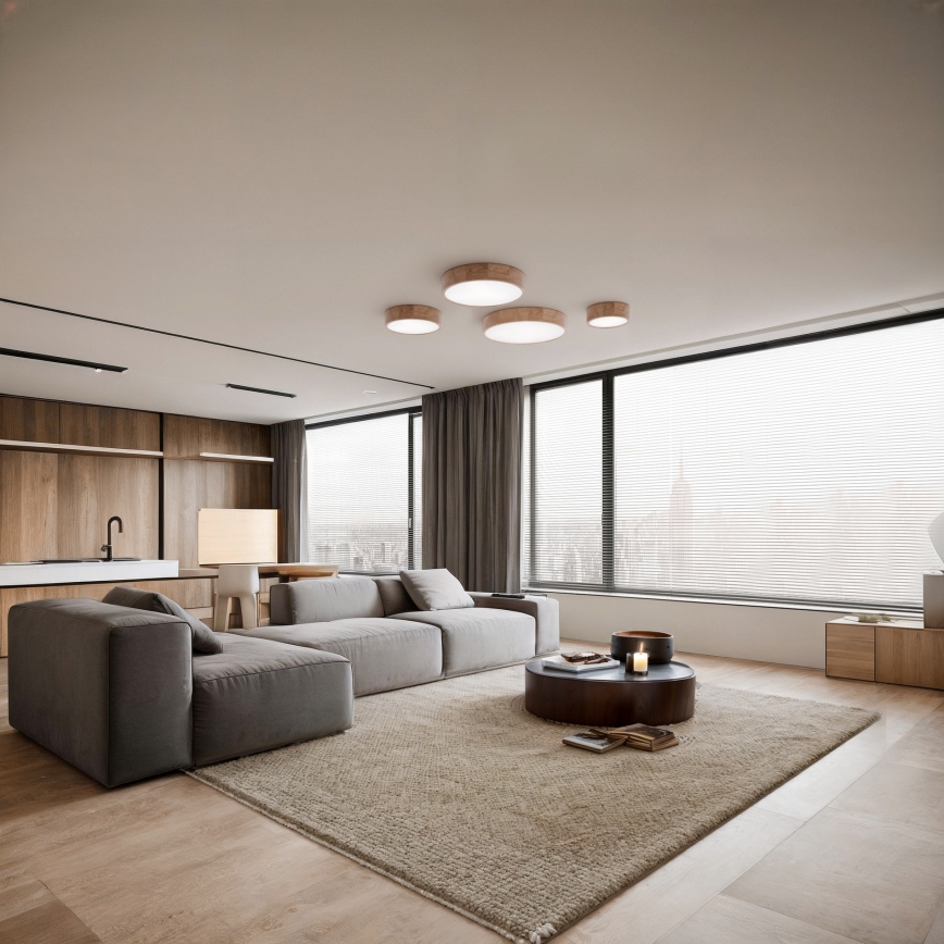 Deckenleuchte CLEO 6xE27/24W/230V Ø 80 cm Eiche