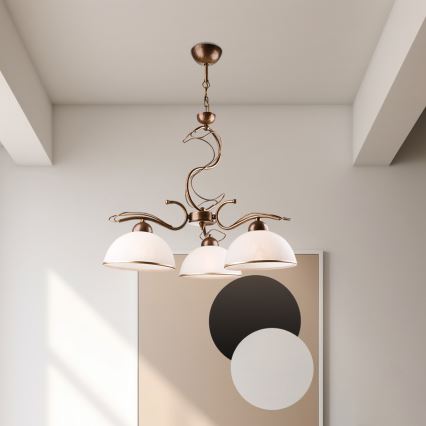 Deckenleuchte COBRA mit Stab, 3xE27/60W/230V, Bronze/Patina