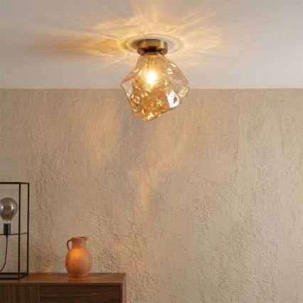 Deckenleuchte CRISTAL 1xE14/15W/230V Messing/rauchbeige
