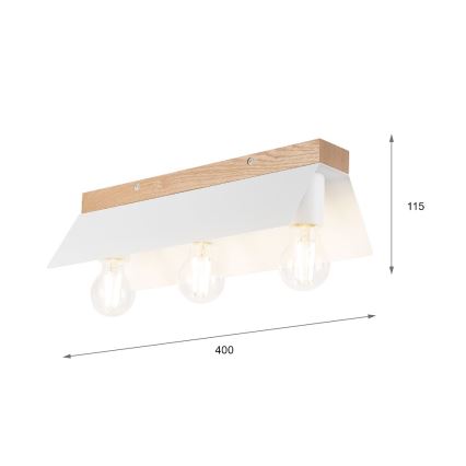 Deckenleuchte ESME 3xE27/15W/230V weiß/Eiche