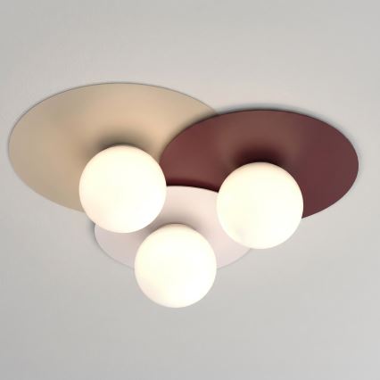 Deckenleuchte FLAT 3xE27/15W/230V 55x60 cm beige/creme/bordeaux