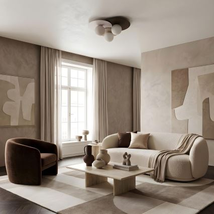 Deckenleuchte FLAT 3xE27/15W/230V 55x60 cm beige/creme/braun
