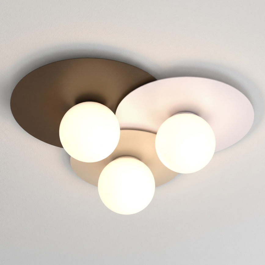 Deckenleuchte FLAT 3xE27/15W/230V 55x60 cm beige/creme/braun