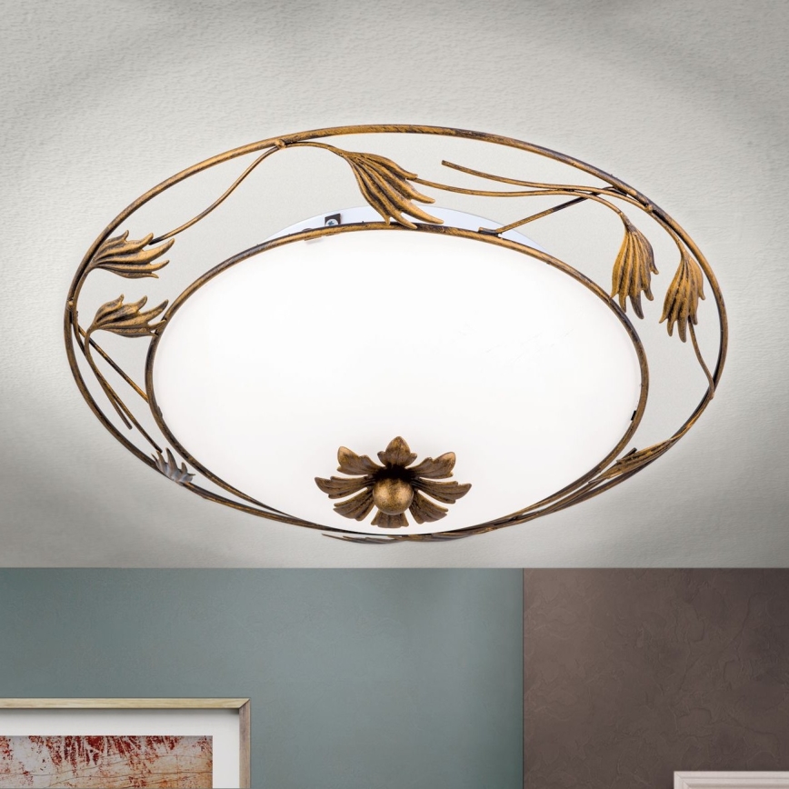 Deckenleuchte FLEUR 2xE27/60W/230V d 40 cm bronzen
