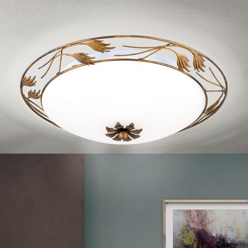 Deckenleuchte FLEUR 3xE27/60W/230V d 50 cm bronzen