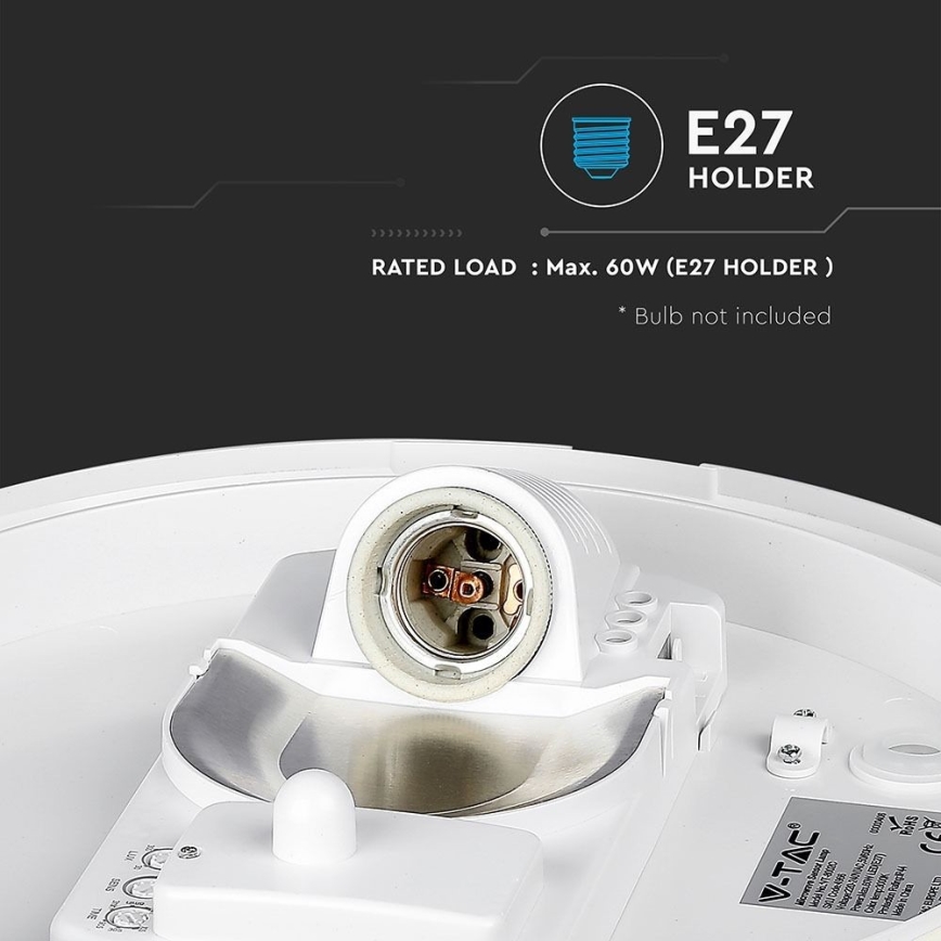 Deckenleuchte für Badezimmer mit Sensor 1xE27/60W/230V IP44 ø 29,6 cm