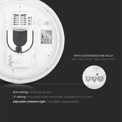 Deckenleuchte für Badezimmer mit Sensor 1xE27/60W/230V IP44 ø 29,6 cm