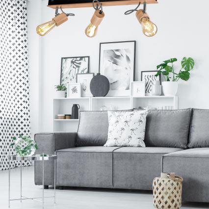 Deckenleuchte GUSTAVO 3xE27/60W/230V Buche