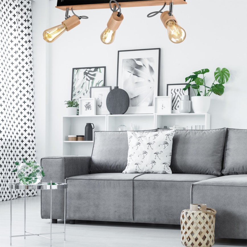 Deckenleuchte GUSTAVO 3xE27/60W/230V Buche