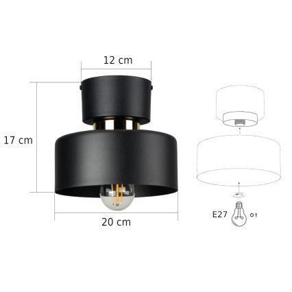 Deckenleuchte IGNIA 1xE27/60W/230V schwarz/gold