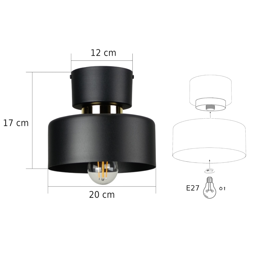 Deckenleuchte IGNIA 1xE27/60W/230V schwarz/gold