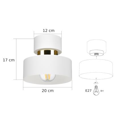 Deckenleuchte IGNIA 1xE27/60W/230V weiß/gold
