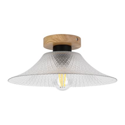 Deckenleuchte JULL WOOD 1xE27/15W/230V Eiche/klares Glas Ø 34 cm
