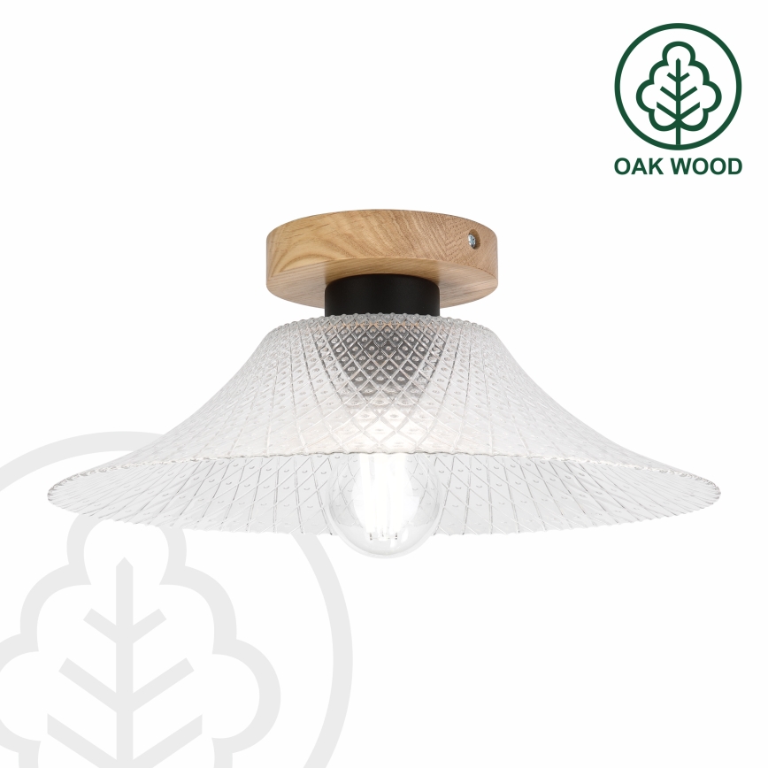 Deckenleuchte JULL WOOD 1xE27/15W/230V Eiche/klares Glas Ø 34 cm